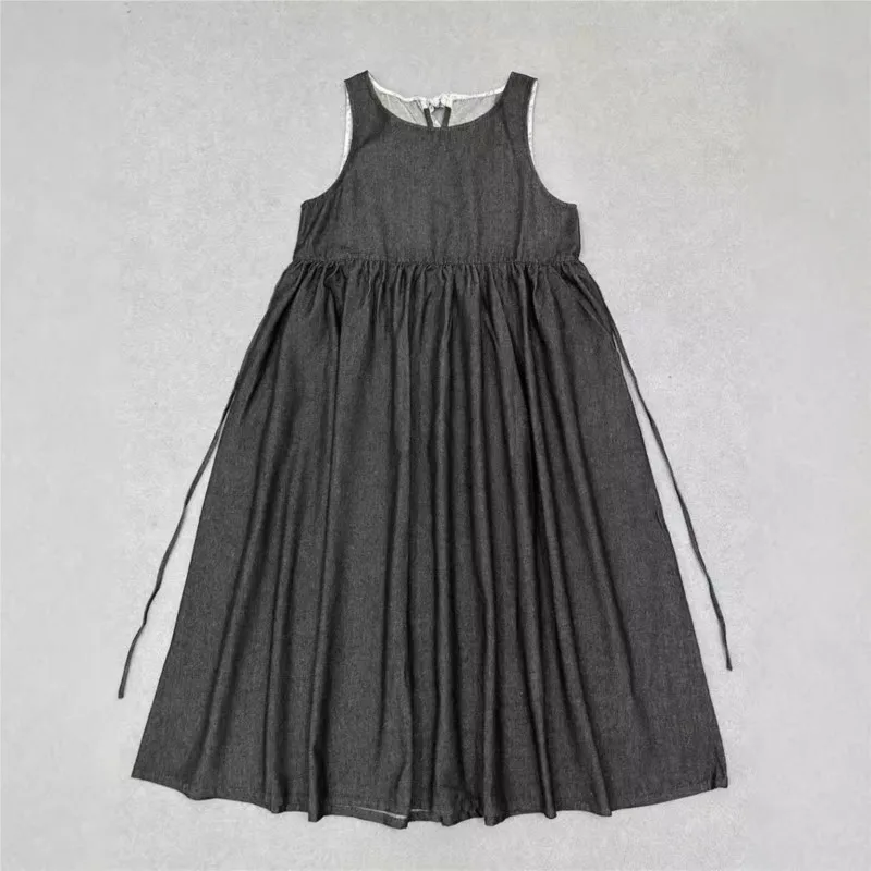 Johnature Mori Свободные джинсовые платья-жилет для женщин 2024 осеннее новое