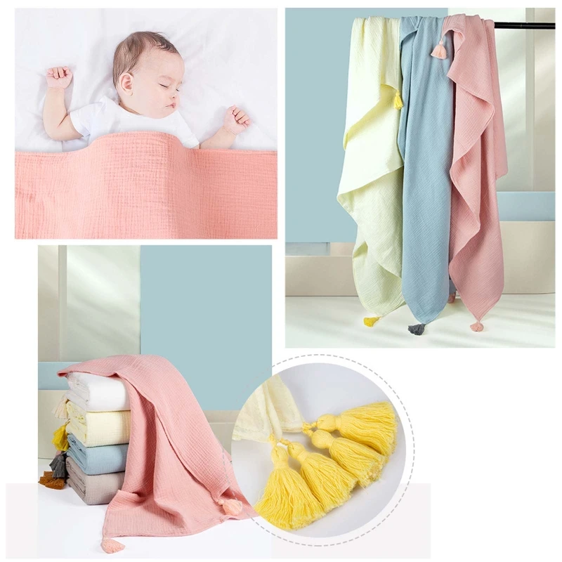 

120x150cm Baby Receiving Blanket Sleepsack Soft Cotton 4Layers Muslin Cotton Gauze Swaddle Wrap Solid Color Sleeping Bag