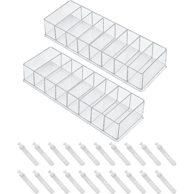 

HFES 2 шт. коробка управления кабелем для канцелярских принадлежностей с 20 проволочными стяжками прозрачная фотокоробка с 8 отсеками