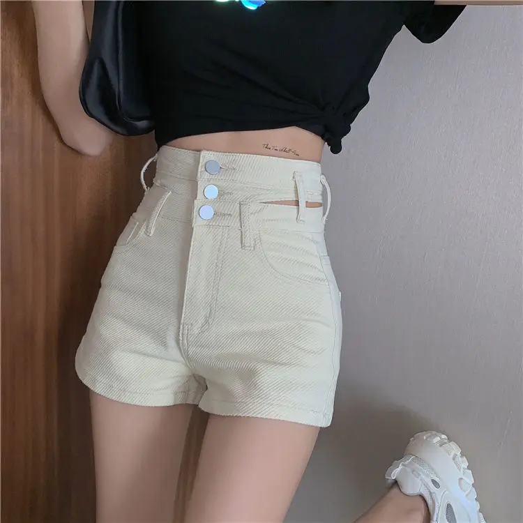 Fashion Korean Distressed Sexy Vintage Aesthetic High Waist Trendy Hot Casual Women's Jeans Short Pants Denim Shorts Summer 2022
