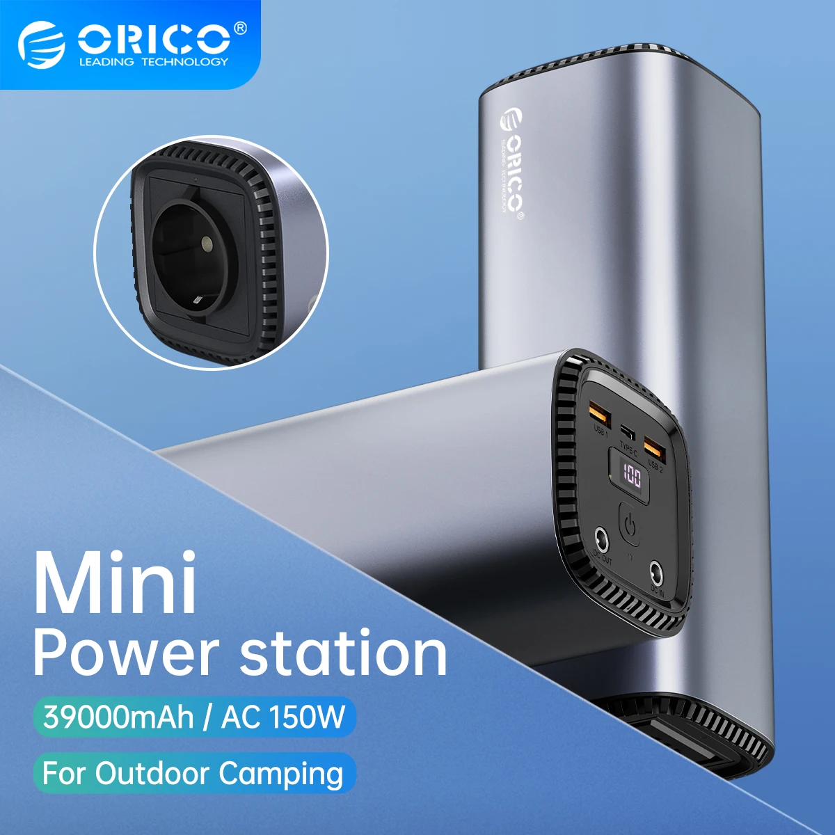

ORICO 39000mAh Notebook Power Bank 144Wh PD60W DC AC 150W Portable Power Station Emergency Power Bank for Charging 1Pcs
