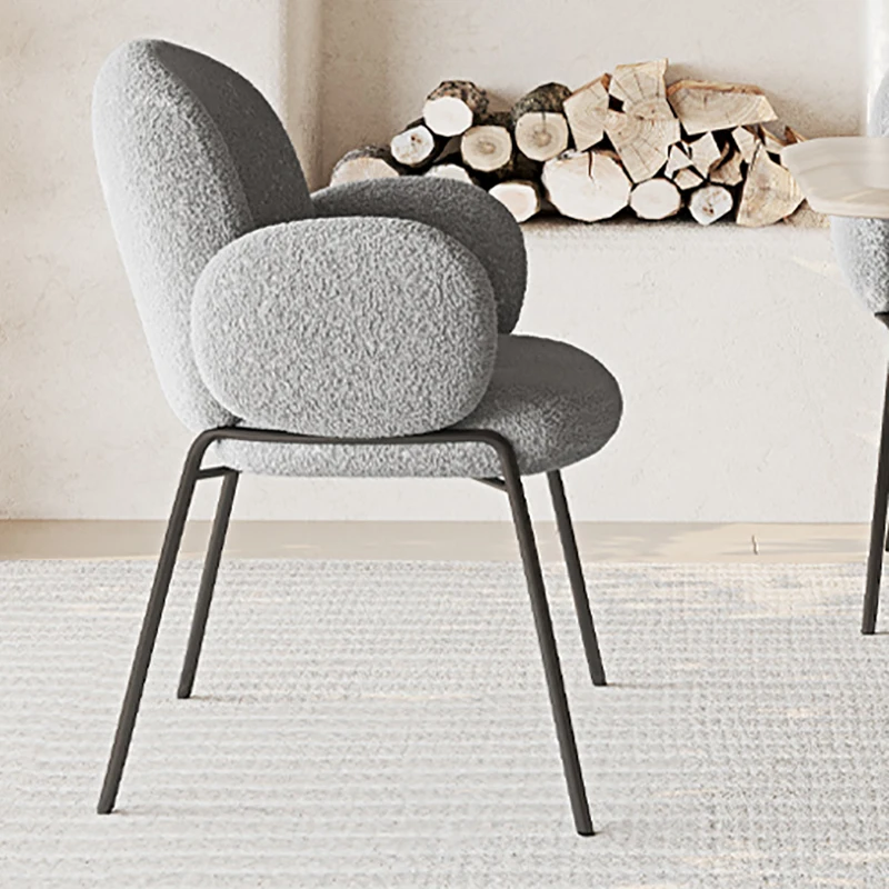 

Minimalist Black Metal Legs Dining Chairs Modern Nordic Lounge Makeup Soft Chair with Backrest Ergonomic Muebles Home Furniture