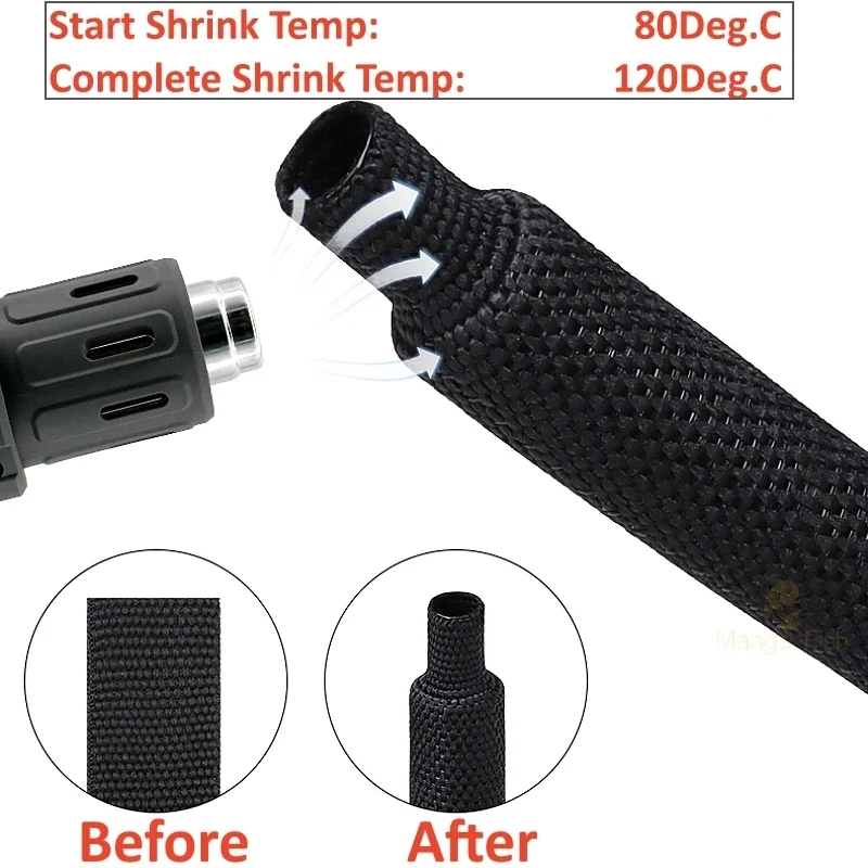 Термоусадочная плетеная кабельная муфта 6 ~ 100 мм, изоляционная огнестойкая проволочная обмотка, защитная оболочка, органайзер для автоматических линий из ПЭТ