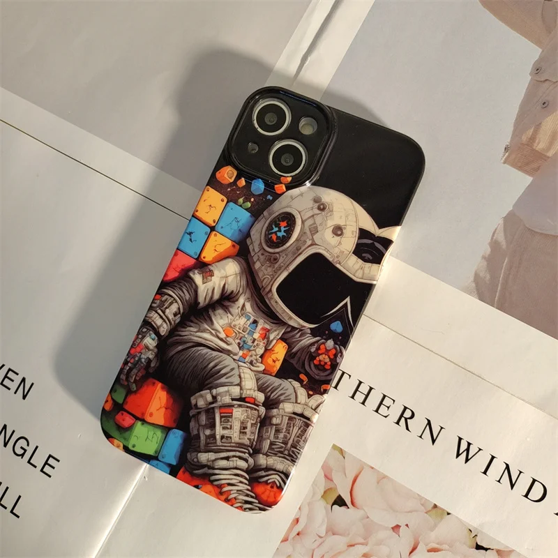 

Cartoon Astronaut Cute Shockproof Fall Protection Ultrathin Case Suitable for iPhone 14 Pro Max 13 12 Mini 11 X XR XS 7 8 Plus