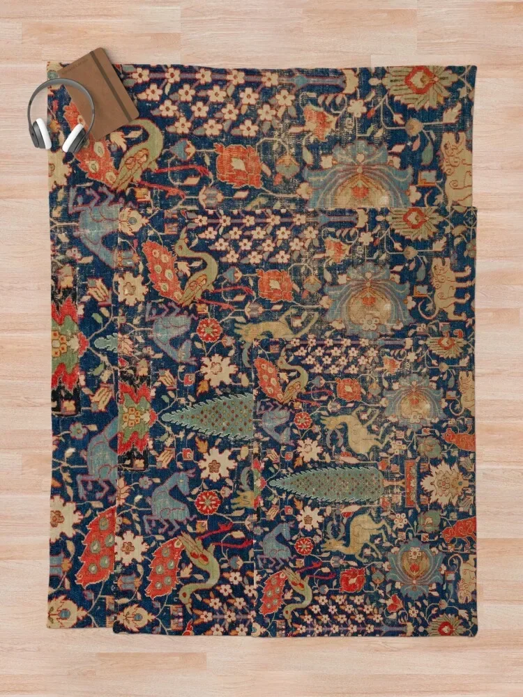 Персидский ковер 17 века с принтом животных плед движущийся на диван идея для