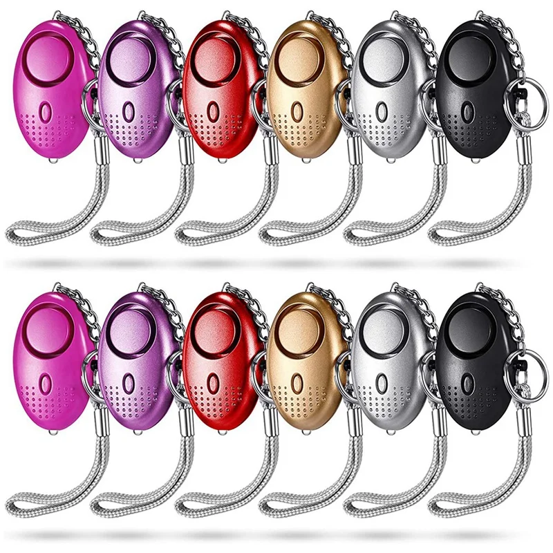 

12 Pcs Security Personal Alarm Security Alarm Key Chain 130DB Decibel Siren With LED Light For Women Children Elderly