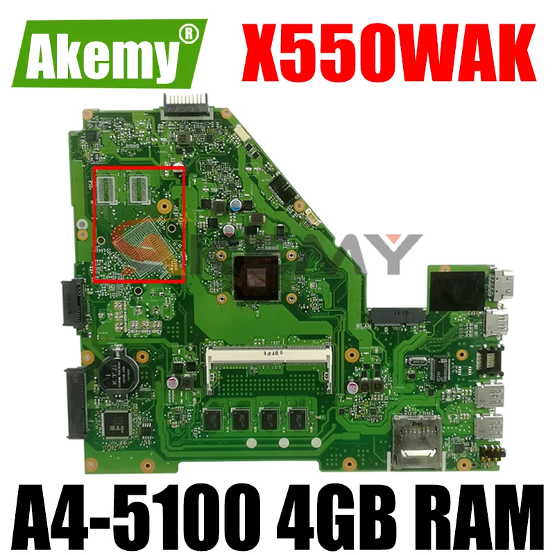 Cpu Mainboard para Asus X550we X550wa X550w D552w 4gb Ram X552we X550wak Usb Laptop Motherboard 3.0 Teste 100% ok X550wak A45100