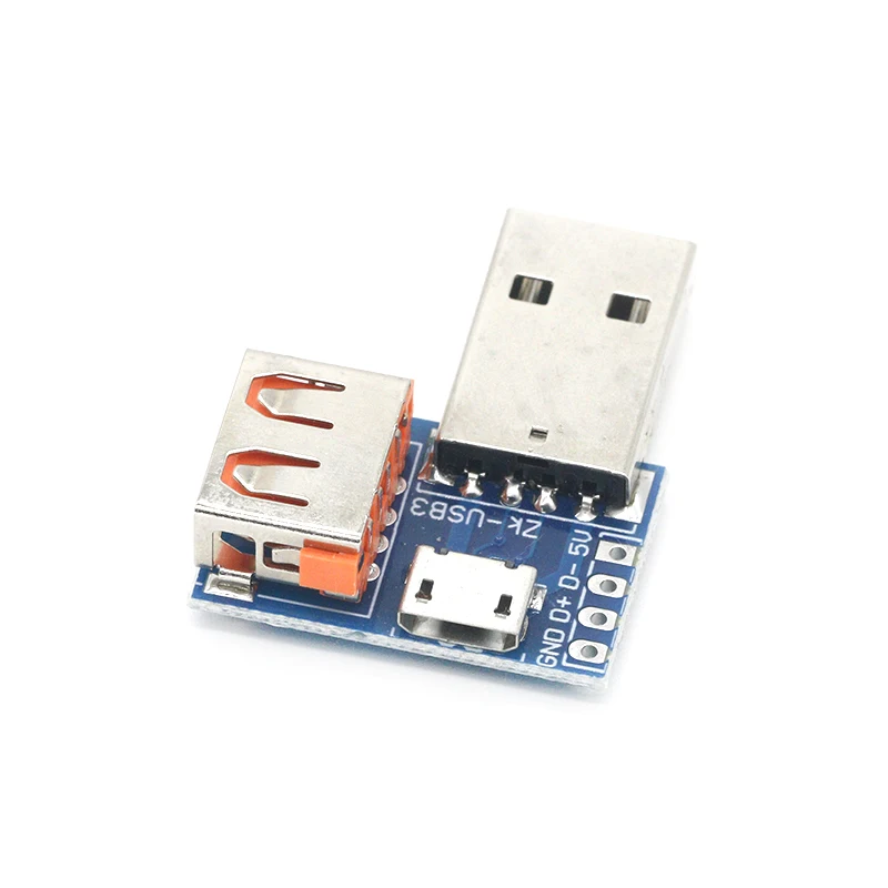 Коммутатор с USB-разъемом (штекер) и разъемом USB Type-c Micro (гнездо) 2 54-4P тестовая плата