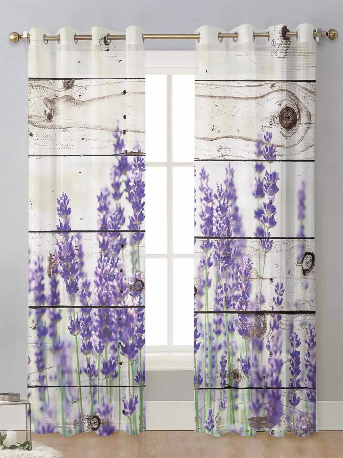 

Purple Flower Lavender Sheer Curtains For Living Room Window Transparent Voile Tulle Curtain Cortinas Drapes Home Decor
