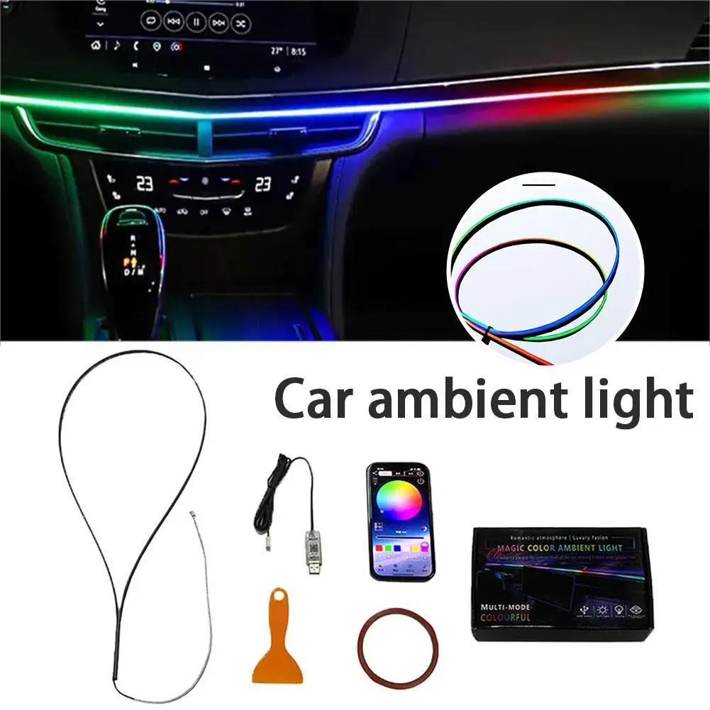 

For Tesla Model Y/3 Car Ambient Lights Car RGB Symphony Atmosphere Lamp USB LED Light Bar Remote/APP Control 110cm