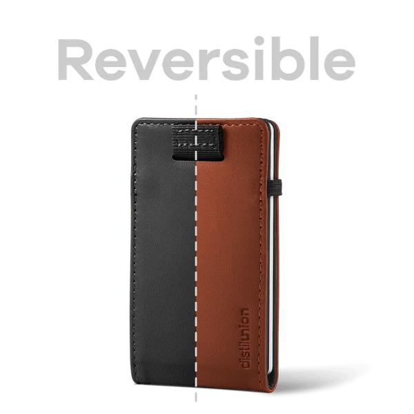 Wally Micro - Premium  Minimalist Slim Wallet and Card Holder - Reversible (Black + Brown RFID)