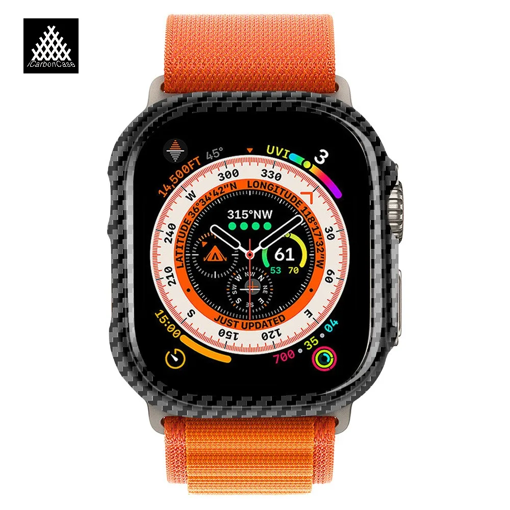 Фото Для Apple Watch Ultra 1 2 49 мм кованый/3k глянцевый/матовый чехол из настоящего углеродного волокна для iWatch S7 S8 S9 S10 4245 46 мм легкий чехол №4