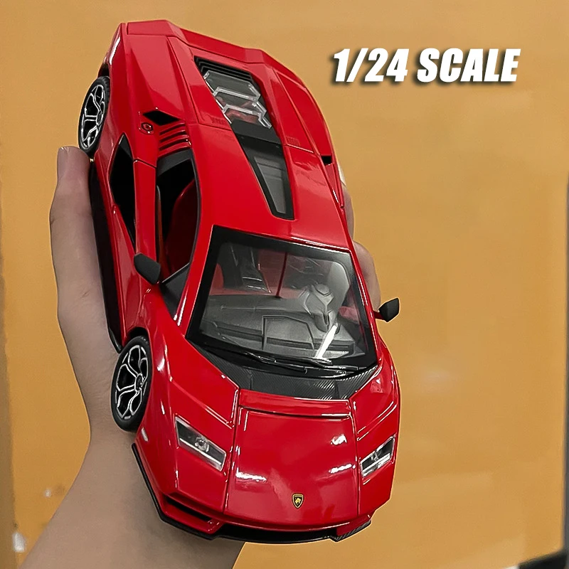 Купить Масштаб 1/24, детские игрушки, спортивный автомобиль Lamborghini, модель автомобиля из сплава, Миниатюрные модели игрушечных автомобилей со звуком...