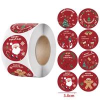 500pcsroll merry christmas decor stickers cartoon santa claus adhesive sticker gift bag food package label sealing tag decor