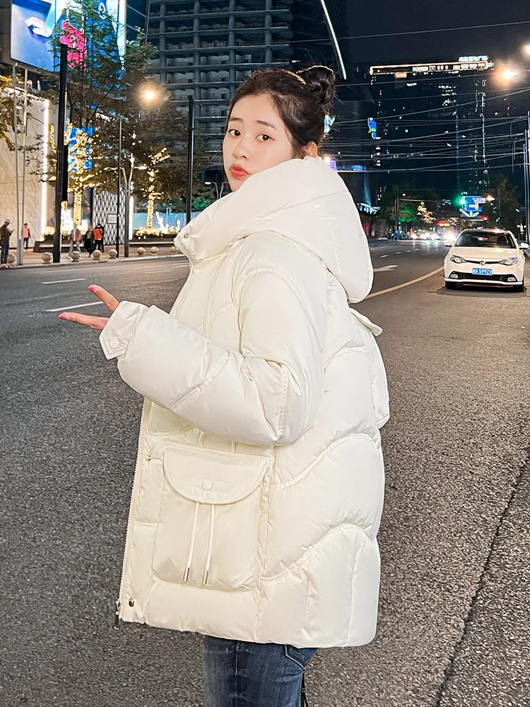 MEILLY DOLPHIN New Korean Fluffy Hooded Bread Down Jacket Women Winter Thick Loose Casual Warm  Short Cotton PaddedJacket Coat