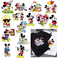 cute mickey mouse patches minnie heat transfer vinyl patches clothing diy t shirt applique iron on stickers thermal press
