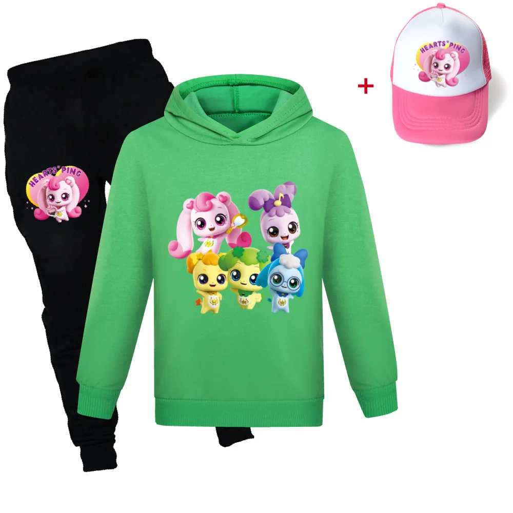 New Fashion Boys Girls Clothes Spring Autumn Kids Heart's ping Sweater,Pants and hat 3pcs Set Children's Clothing Suit 2-16year