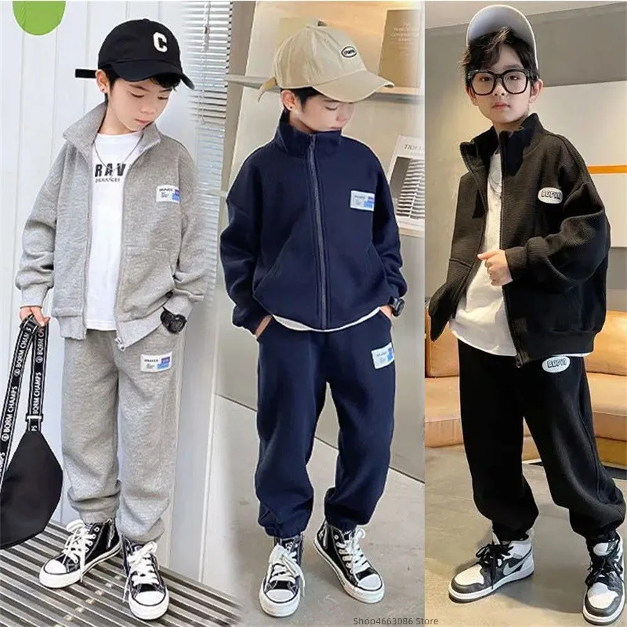 

Комплект одежды для мальчиков на весну и осень, комплект одежды для мальчиков, детская одежда, кофта с капюшоном и штаны, комплект из 2 предметов, Повседневная Уличная одежда, стильная женская одежда