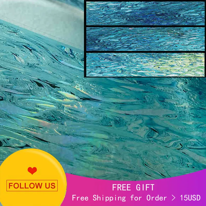 

1 loop on journal Tape, Blue Wave, Pet Rainbow Crystal, Transparent Water Decorative Sticker