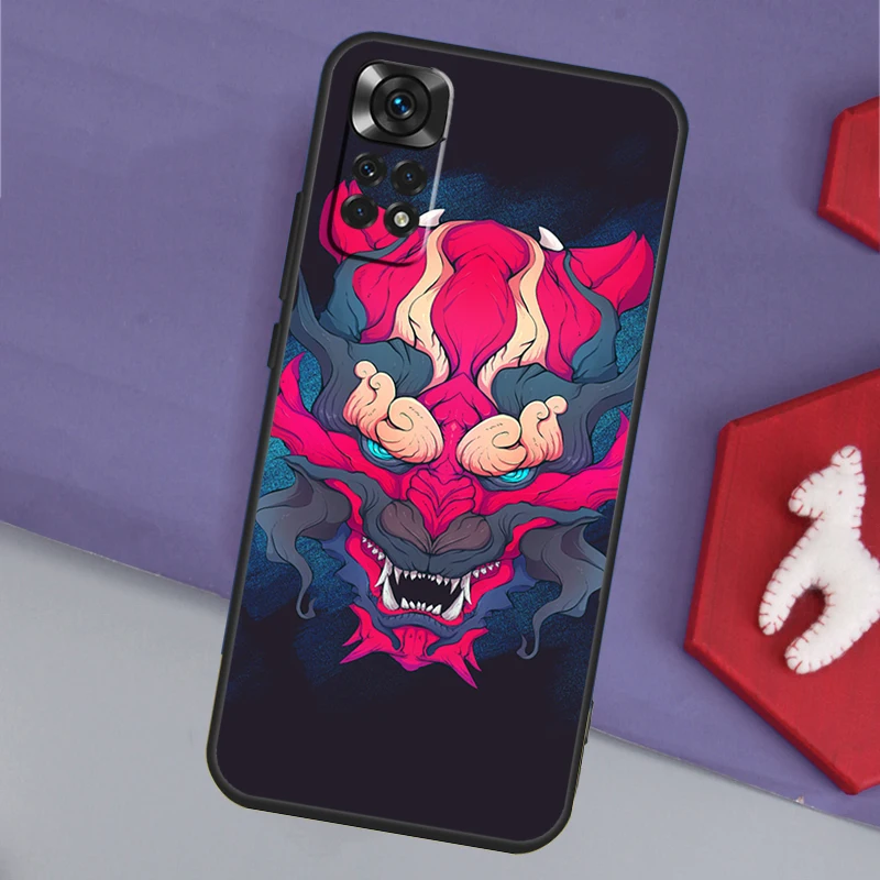 Фото Маска Samurai Oni Funda для Xiaomi Redmi Note 13 14 Pro 12 11 9 10 9S 10S 11S 12S Redmi 14C 10C 12C 13C Case №4