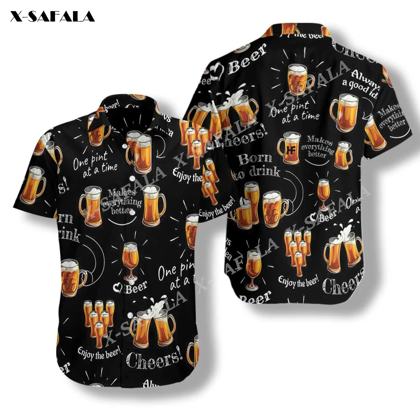 

BEER BORN TO DRINK Food 3D Print High Quality Summer Men's Hawaiian Beach Shirt Button Fashion Short Sleeve Tops Tees Casual