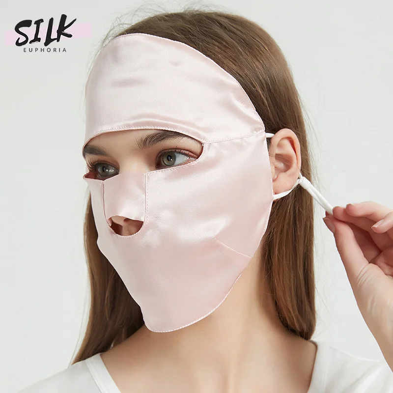 

100% Silk Mask Full Face Sleep Breathable Face Shield Summer Anti-ultraviolet Mulberry Silk Anti-fume Veil Female