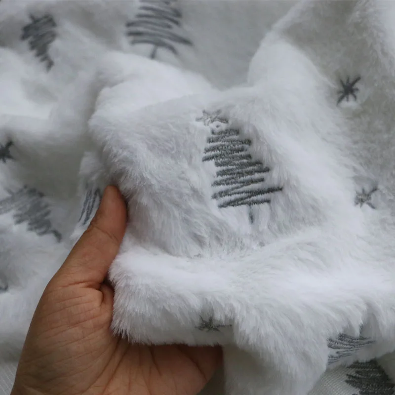 Белый бархат плюшевый мех серая рождественская елка подушка с вышивкой
