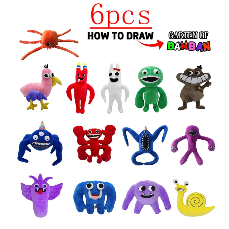 

6pcs Garten Of Banban Plush Game Animation Surrounding High-Quality Children's Birthday Gifts and Holiday Gifts Plush Toys