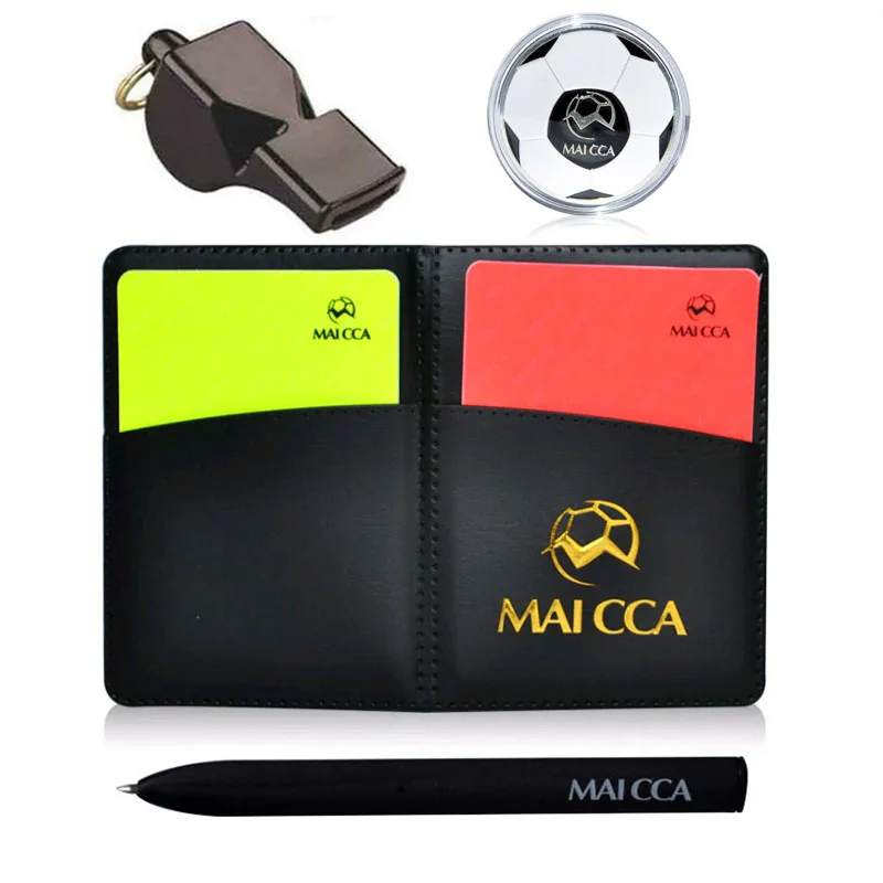 Soccer Whistle Referee Coin Football Cards with Pen Notebook