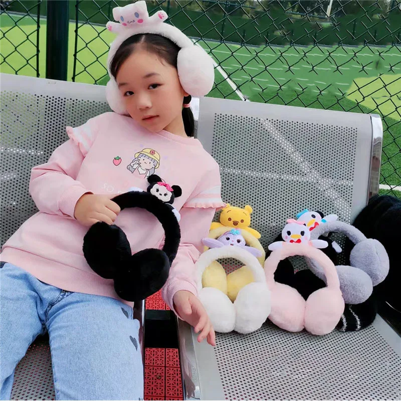 

Милые Мультяшные плюшевые наушники Sanrio Kuromi My Melody Cinnamoroll Плюс флисовые теплые ветрозащитные детские наушники подарки
