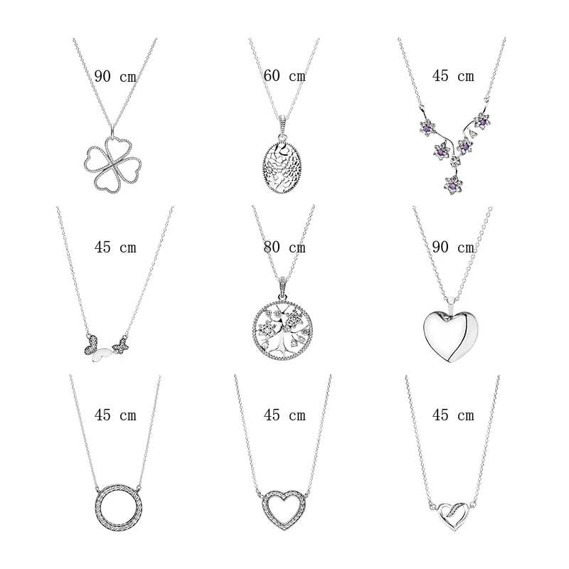 

925 Silver Chokers Pendants Necklaces For Women Jewelry Ribbon Love Heart Daisy Flower Butterfly Family Tree Link Chain Colliers