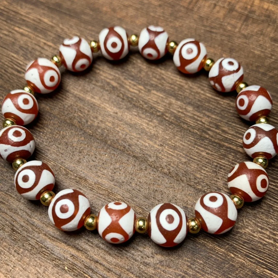 

Three Eyed Dzi Beads Tibetan Agate Bracelet Men Women Healing Gemstone Jewelry Tibetan Buddhism Dzi Bead Lucky Amulet Bracelets