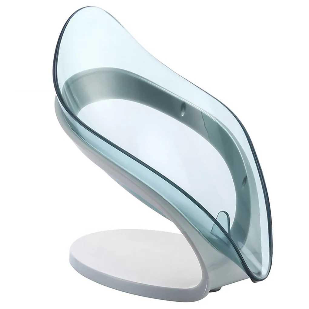 

V-type Self Draining Soap Box No Punching Leaf Shape Dish Tray Decorative Soap Holder Anti-slip Soap Dish for Bathroom Kitchen