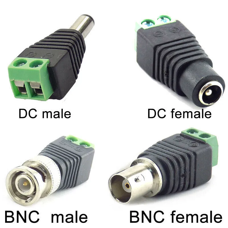 2/5/10pcs 12V DC BNC Male female Connector Coax Cat5 to BNC 