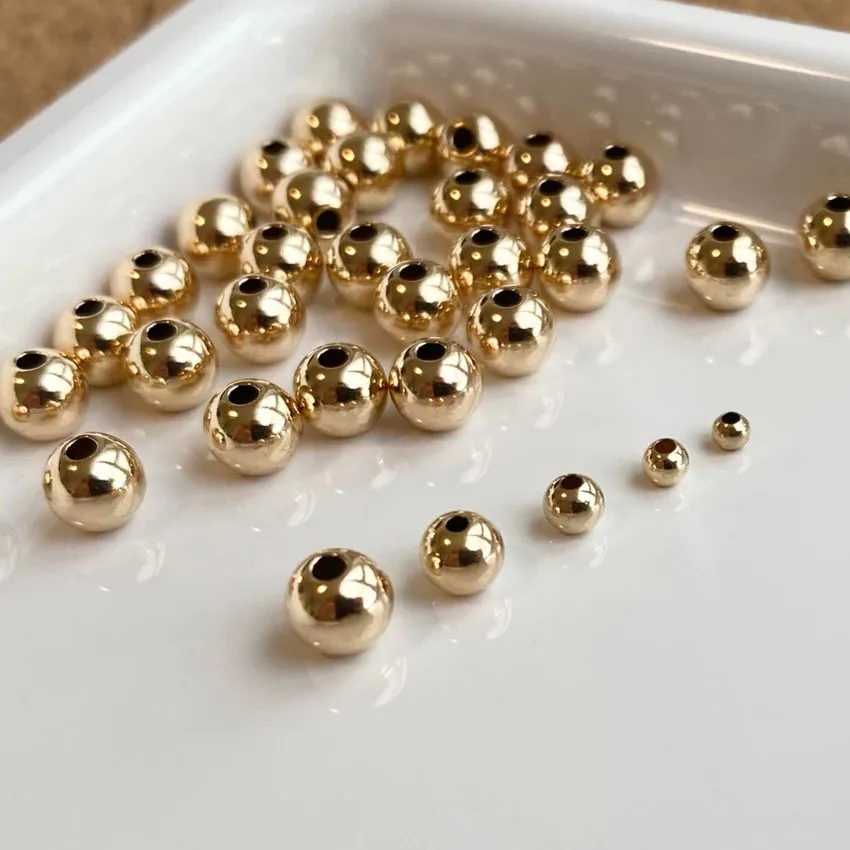 14K Gold Filled Round Beads Bulk, Seamless Beads for Jewelry Making, Jewelry Findings Wholesale