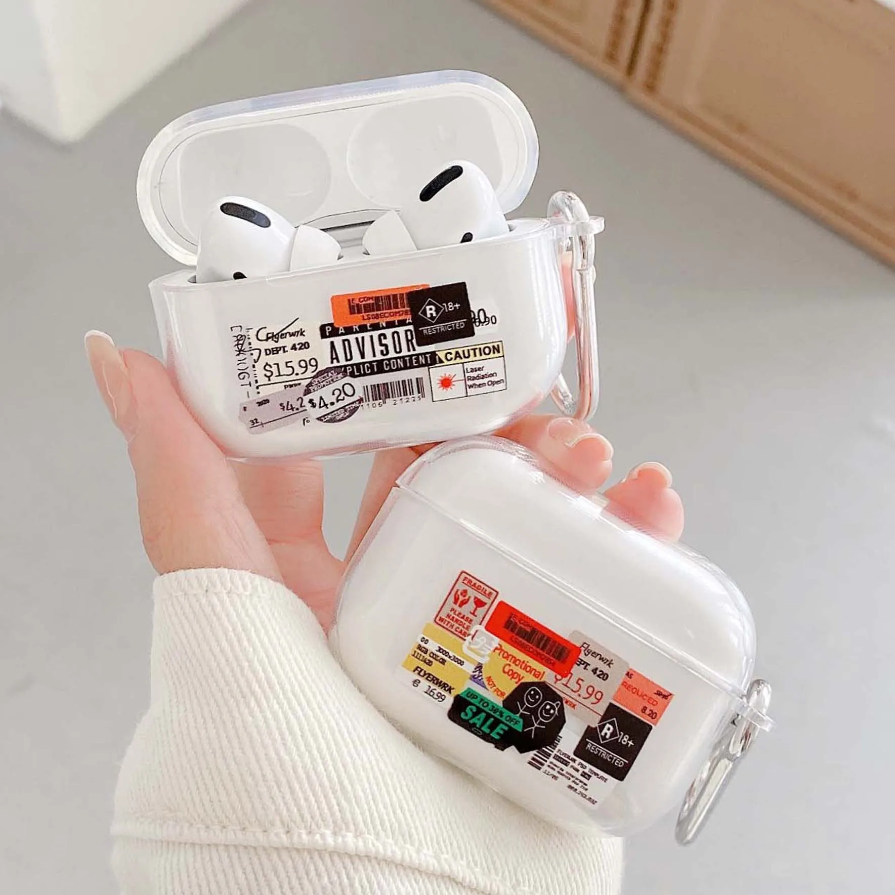 

Clear Retro Label earphone case for airpods pro 3 wireless bluetooth charging box for airpod 2 1 code cases cover soft silicone