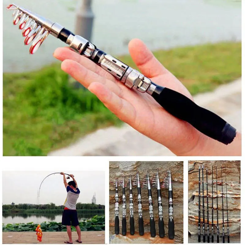

Fishing Rod 1m-2.1m Telescopic Mini Fishing Rod Super Hard Carbon Steel Rivers Lakes Fishing Rod Portable Sea Pole Equipment