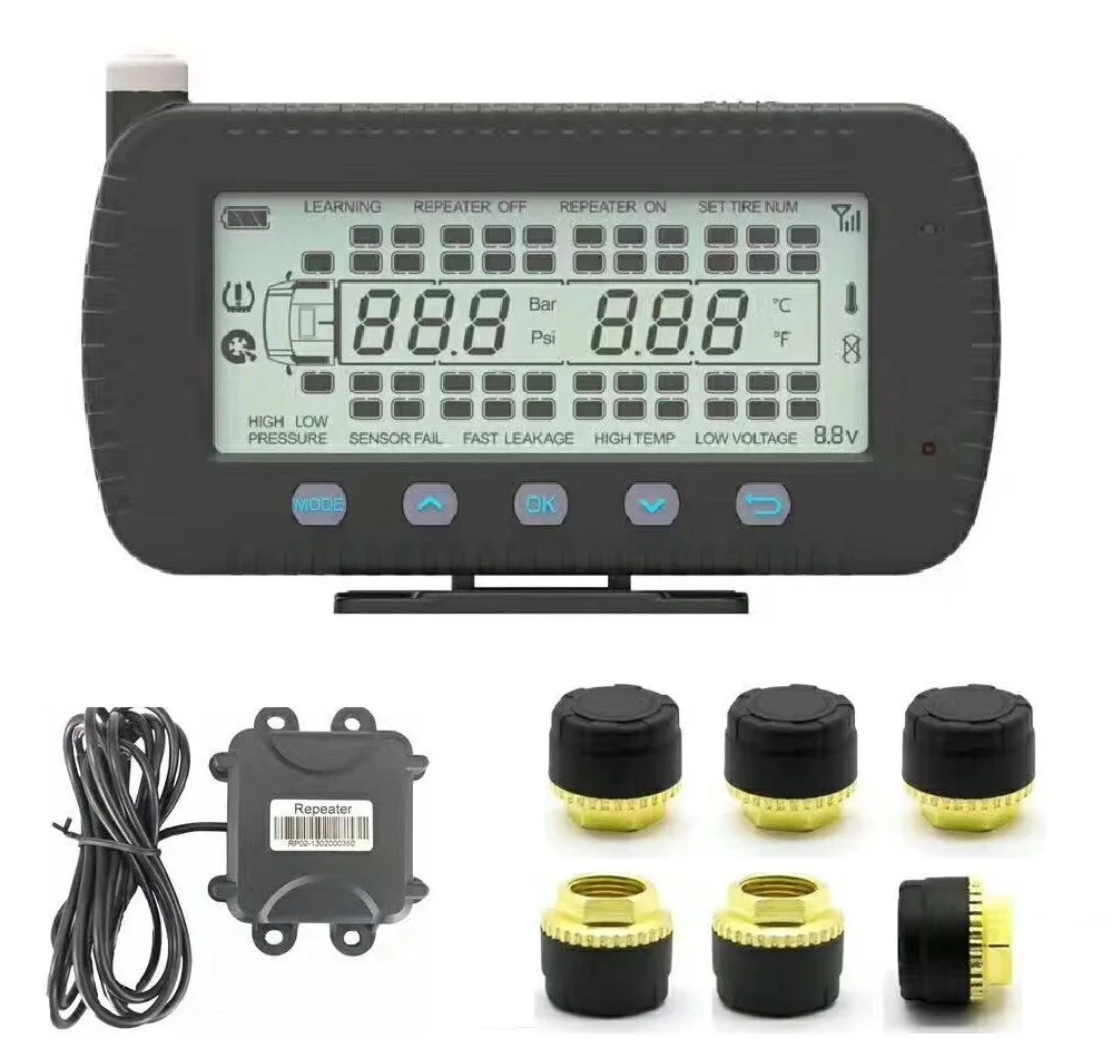 Tire Pressure Gauge Monitoring System 24 wheels Tires internal Sensor Truck/BUS TPMS with RS232 Port Integrated with GPS