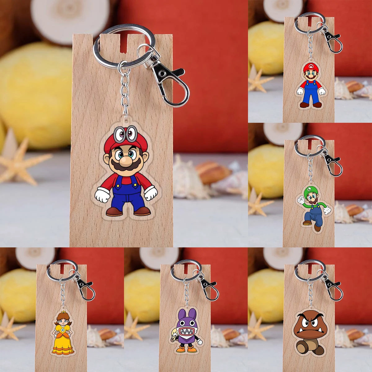 

Super Mario Creative DIY Keychain Car Key Backpack Pendant Acrylic Novelty Cartoon Anime Figure Kids Shoolbag Decoretion Gifts