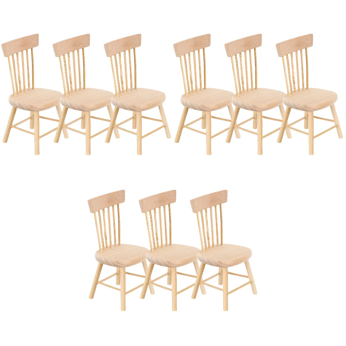 

9 Pcs Dollhouse Chair Figurines Decor Decorations Furniture Miniature Dining Model Toy Wood Chairs Accessories For Props Tiny
