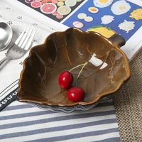 creative ceramic plates leaf shaped salad plate home irregular fruit bowl snacks desserts candy dish tray