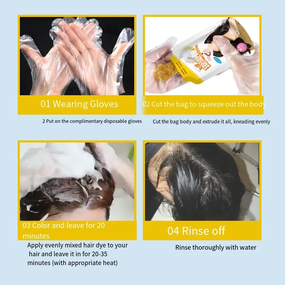 10 шт. Красивая натуральная пузырьковая краска для волос долговечная 4 цвета крем