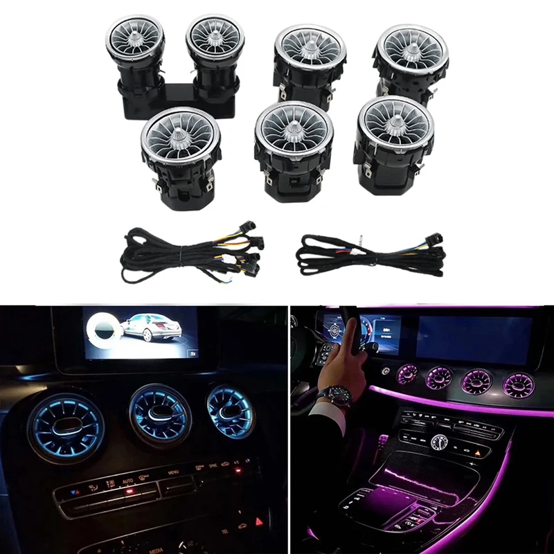 

3 цвета автомобильный передний и задний светильник для вентиляционного отверстия турбины, атмосферная лампа для Benz C класса W205 GLC X253