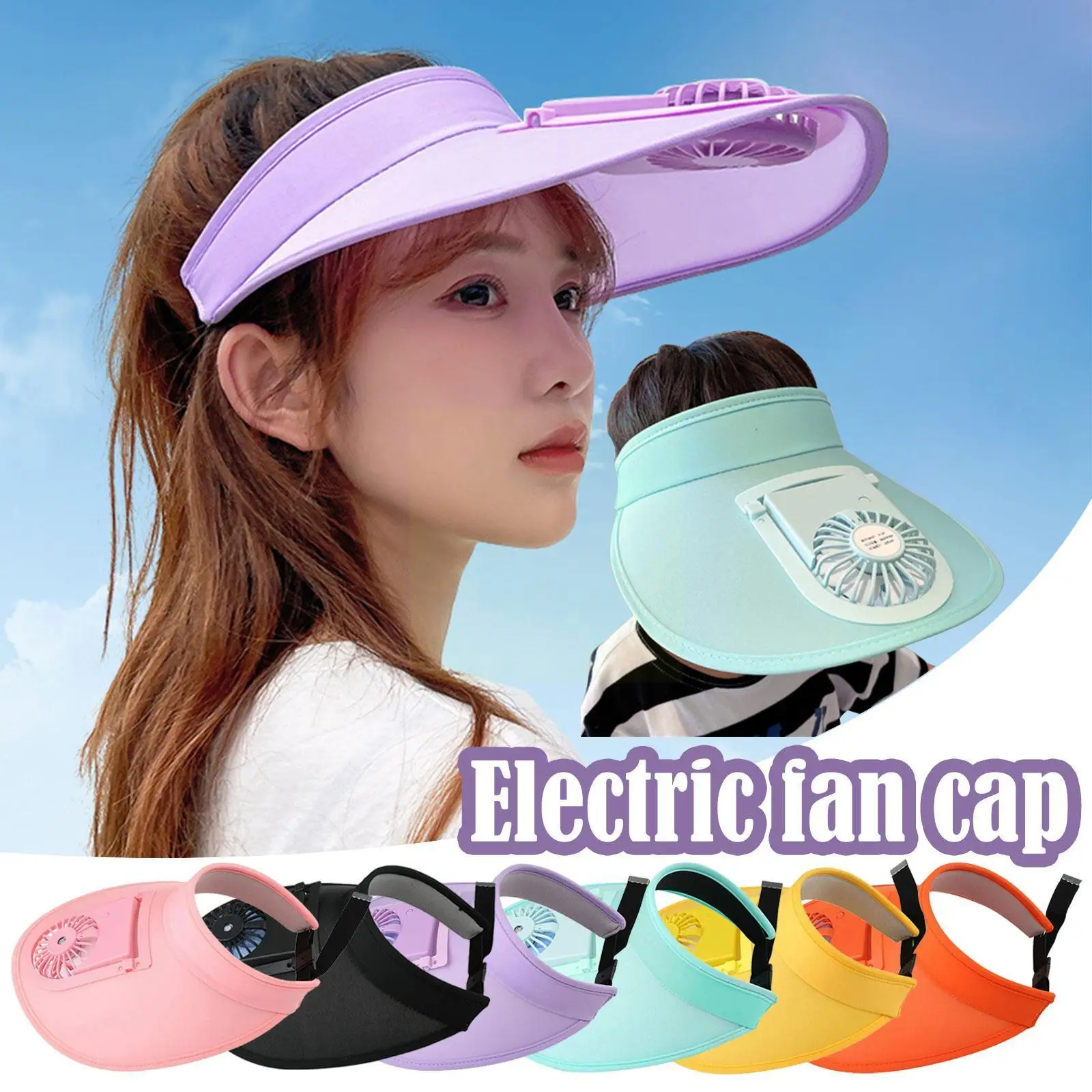 

Unisex Electric Fan Summer Fan Cooling Adjustable Hat Breathable Sport Outdoor Caps Sunscreen Shade Hat Charging Us A4G8