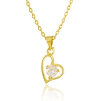 pure gold 24k gold necklace plating gold love heart zircon crystal pendant 2mm necklace womens wedding jewelry gift