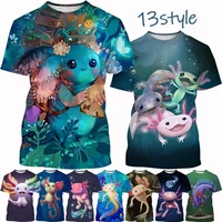 newest axolotl 3d t shirt hot sale personality animal printed t shirt unisex creative comfortable round neck streetwear tops