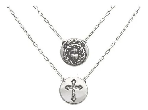 Спасательная река Священная Серебряная двойной Иисус и крест |