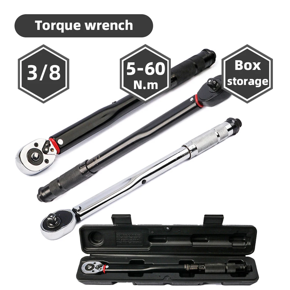 

3/8 Bicycle Torque Wrench Key 5-60N.m Ratchet Spanner Precise Automotive Repair Tool Two-Way Adjustable Mechanical Workshop Tool