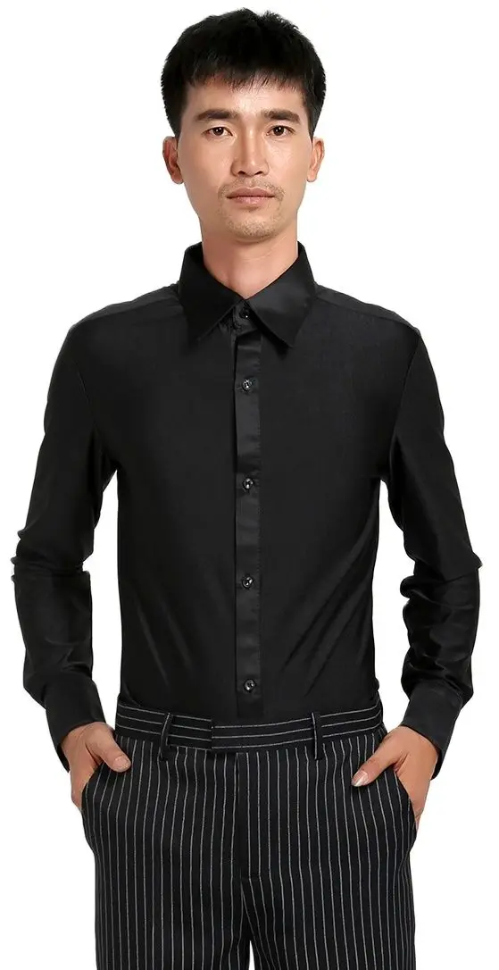 Мужская рубашка для латиноамериканских танцев красная белая черная синяя с