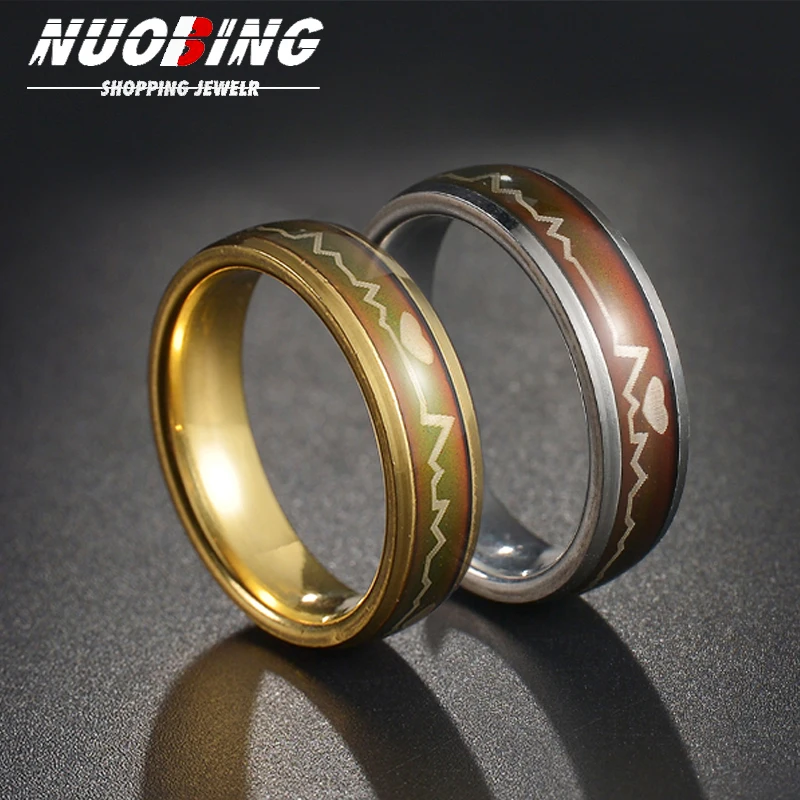 

ECG Smart Body Temperature Sensitive Color Changing Ring Changes Color With Mood Men's And Women's Parties Smart Jewelry Gifts